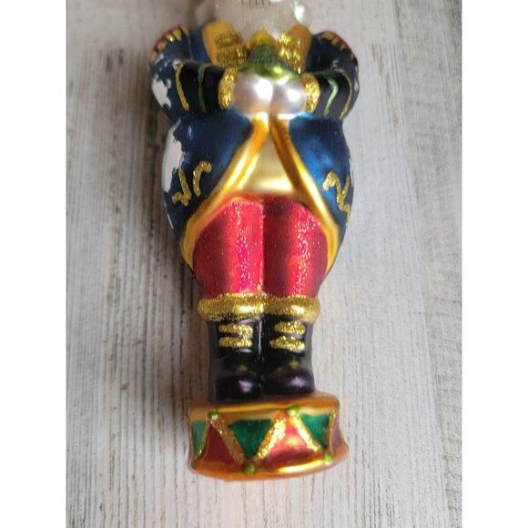 Blown glass AS IS Santa Claus Nutcracker tree glitter ornament Xmas - Picture 2 of 13